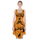 Happy Halloween Scary Funny Spooky Logo Witch On Broom Broomstick Spider Wolf Bat Black 8888 Black A Racerback Midi Dress View1