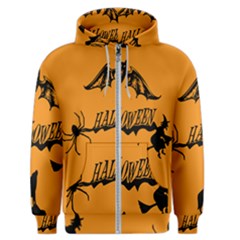 Happy Halloween Scary Funny Spooky Logo Witch On Broom Broomstick Spider Wolf Bat Black 8888 Black A Men s Zipper Hoodie