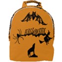 Happy Halloween Scary Funny Spooky Logo Witch On Broom Broomstick Spider Wolf Bat Black 8888 Black A Mini Full Print Backpack View1