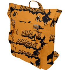 Happy Halloween Scary Funny Spooky Logo Witch On Broom Broomstick Spider Wolf Bat Black 8888 Black A Buckle Up Backpack by HalloweenParty