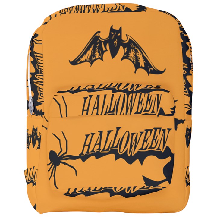 Happy Halloween Scary Funny Spooky Logo Witch On Broom Broomstick Spider Wolf Bat Black 8888 Black A Full Print Backpack