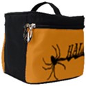 Happy Halloween Scary Funny Spooky Logo Witch On Broom Broomstick Spider Wolf Bat Black 8888 Black A Make Up Travel Bag (Big) View1