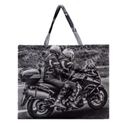 Motorcycle Riders At Highway Zipper Large Tote Bag