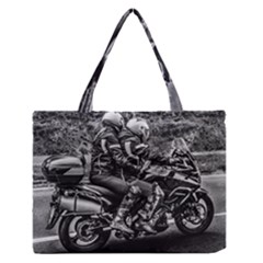 Motorcycle Riders At Highway Zipper Medium Tote Bag by dflcprintsclothing