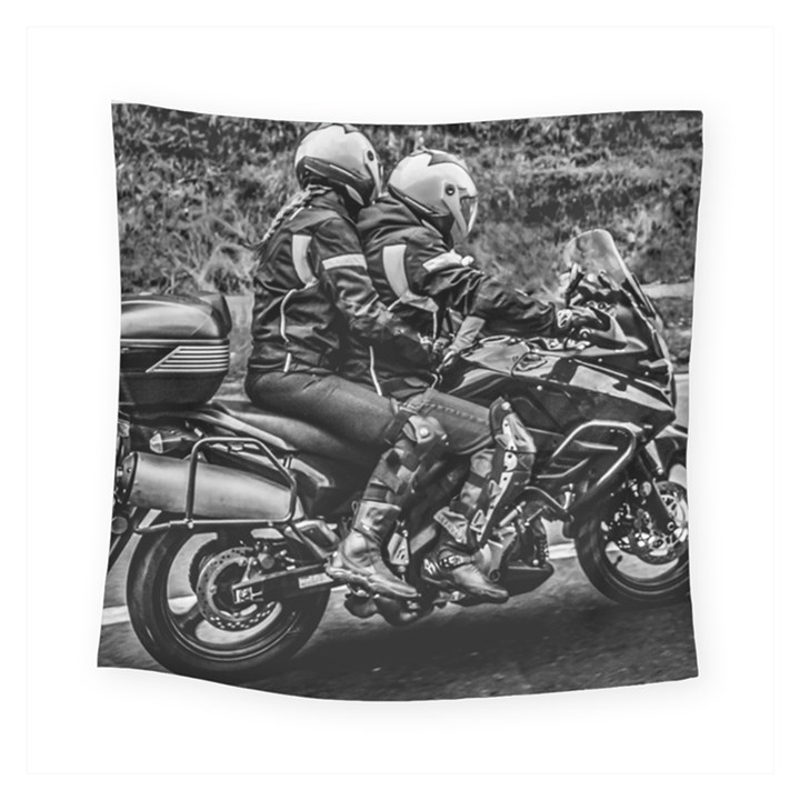 Motorcycle Riders At Highway Square Tapestry (Small)