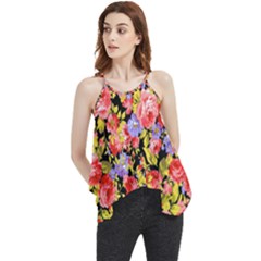 Colorful Flower Pattern Flowy Camisole Tank Top by RedPanda