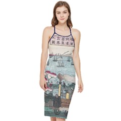 Yokohama Harbor 19th Century Print Bodycon Cross Back Summer Dress