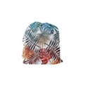 Blue tropical leaves Drawstring Pouch (Small) View2