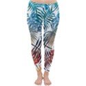 Blue tropical leaves Classic Winter Leggings View1