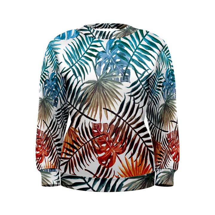 Blue tropical leaves Women s Sweatshirt