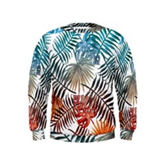 Blue tropical leaves Kids  Sweatshirt