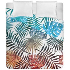 Blue tropical leaves Duvet Cover Double Side (California King Size)