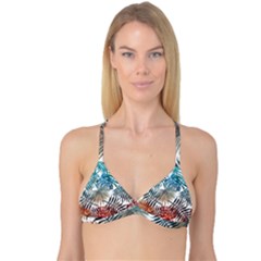 Blue tropical leaves Reversible Tri Bikini Top