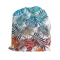 Blue tropical leaves Drawstring Pouch (2XL) View1