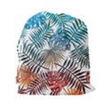 Blue tropical leaves Drawstring Pouch (2XL) View2