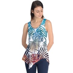 Blue tropical leaves Sleeveless Tunic