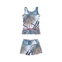 Blue tropical leaves Kids  Boyleg Swimsuit View1