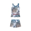 Blue tropical leaves Kids  Boyleg Swimsuit View2