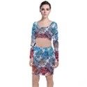 Blue tropical leaves Top and Skirt Sets View1