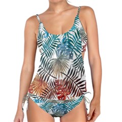 Blue tropical leaves Tankini Set