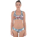 Blue tropical leaves Cross Back Hipster Bikini Set View1