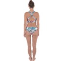 Blue tropical leaves Cross Back Hipster Bikini Set View2