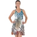 Blue tropical leaves Show Some Back Chiffon Dress View1