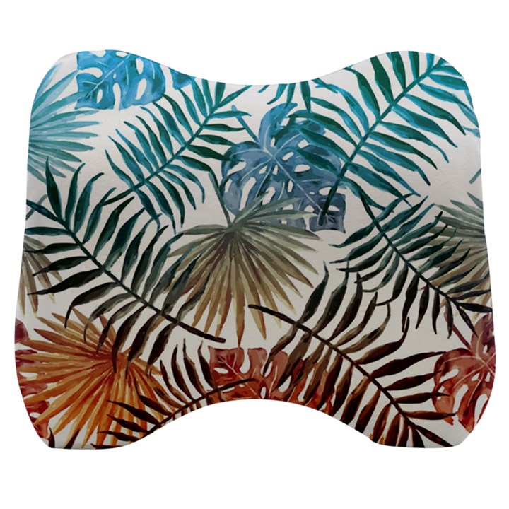 Blue tropical leaves Velour Head Support Cushion