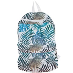 Blue tropical leaves Foldable Lightweight Backpack