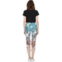 Blue tropical leaves Inside Out Lightweight Velour Capri Leggings  View2