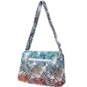 Blue tropical leaves Front Pocket Crossbody Bag View2