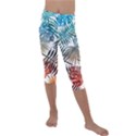 Blue tropical leaves Kids  Lightweight Velour Capri Leggings  View1