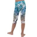 Blue tropical leaves Kids  Lightweight Velour Capri Leggings  View4