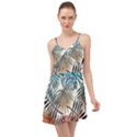 Blue tropical leaves Summer Time Chiffon Dress View1