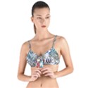 Blue tropical leaves Tie Up Cut Bikini Top View1