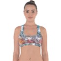 Blue tropical leaves Cross Back Hipster Bikini Top  View1