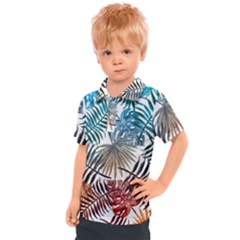 Blue tropical leaves Kids  Polo Tee