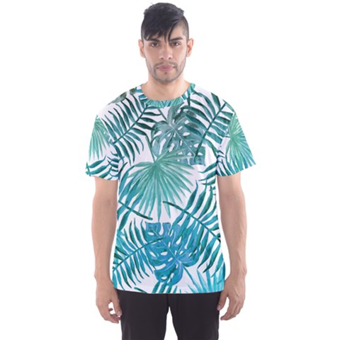 Blue Tropical Leaves Men s Sport Mesh Tee by goljakoff