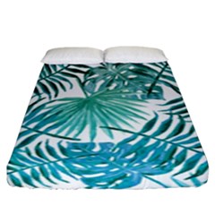 Blue Tropical Leaves Fitted Sheet (king Size) by goljakoff