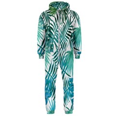 Blue Tropical Leaves Hooded Jumpsuit (men)  by goljakoff