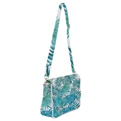 Blue Tropical Leaves Shoulder Bag With Back Zipper by goljakoff