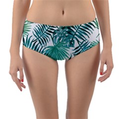 Blue Tropical Leaves Reversible Mid-waist Bikini Bottoms by goljakoff