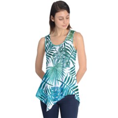 Blue Tropical Leaves Sleeveless Tunic by goljakoff