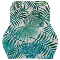 Blue Tropical Leaves Car Seat Velour Cushion  by goljakoff