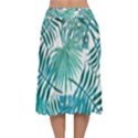 Blue tropical leaves Velvet Flared Midi Skirt View2