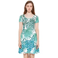 Blue Tropical Leaves Inside Out Cap Sleeve Dress by goljakoff