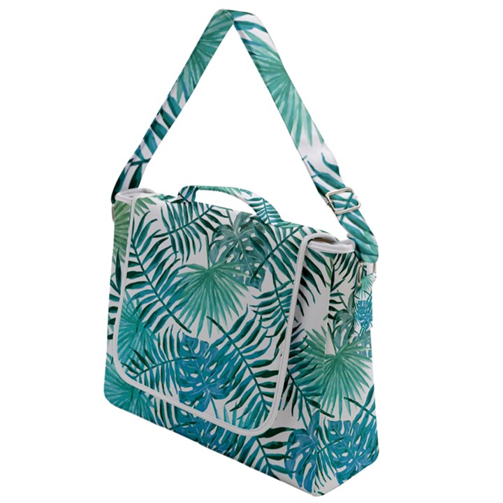 Blue tropical leaves Box Up Messenger Bag