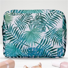 Blue Tropical Leaves Make Up Pouch (large) by goljakoff