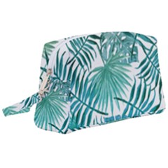 Blue Tropical Leaves Wristlet Pouch Bag (large) by goljakoff