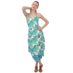 Blue Tropical Leaves Layered Bottom Dress by goljakoff